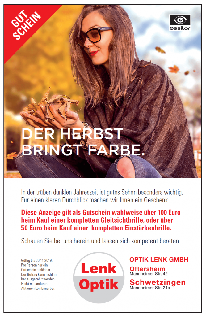 Gutschein Optik Lenk Herbst 2019