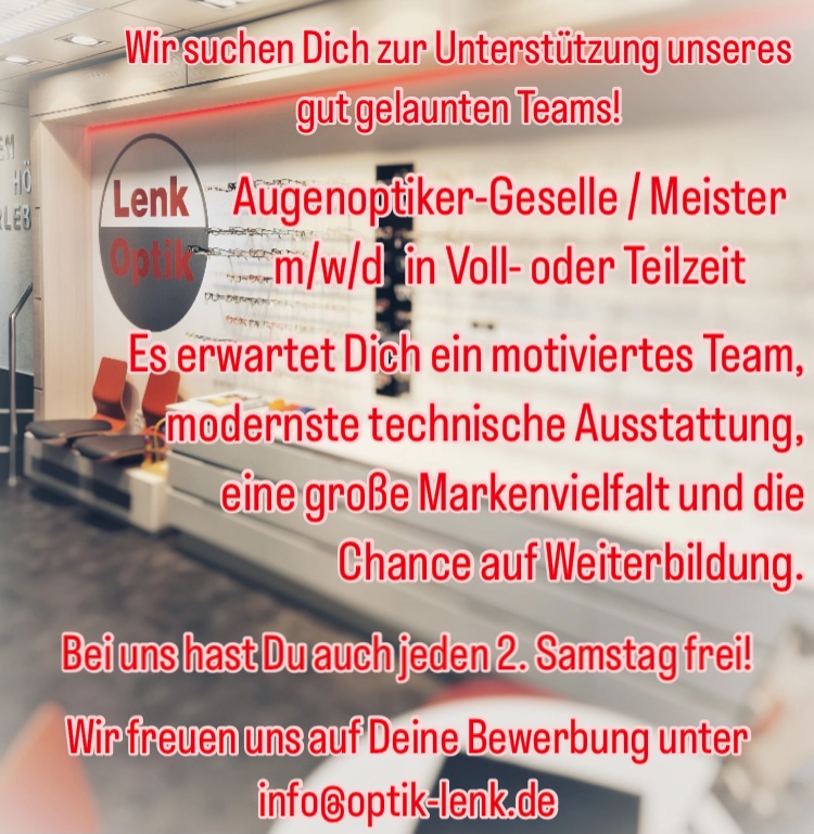 Stellenanzeige Optik Lenk 2025